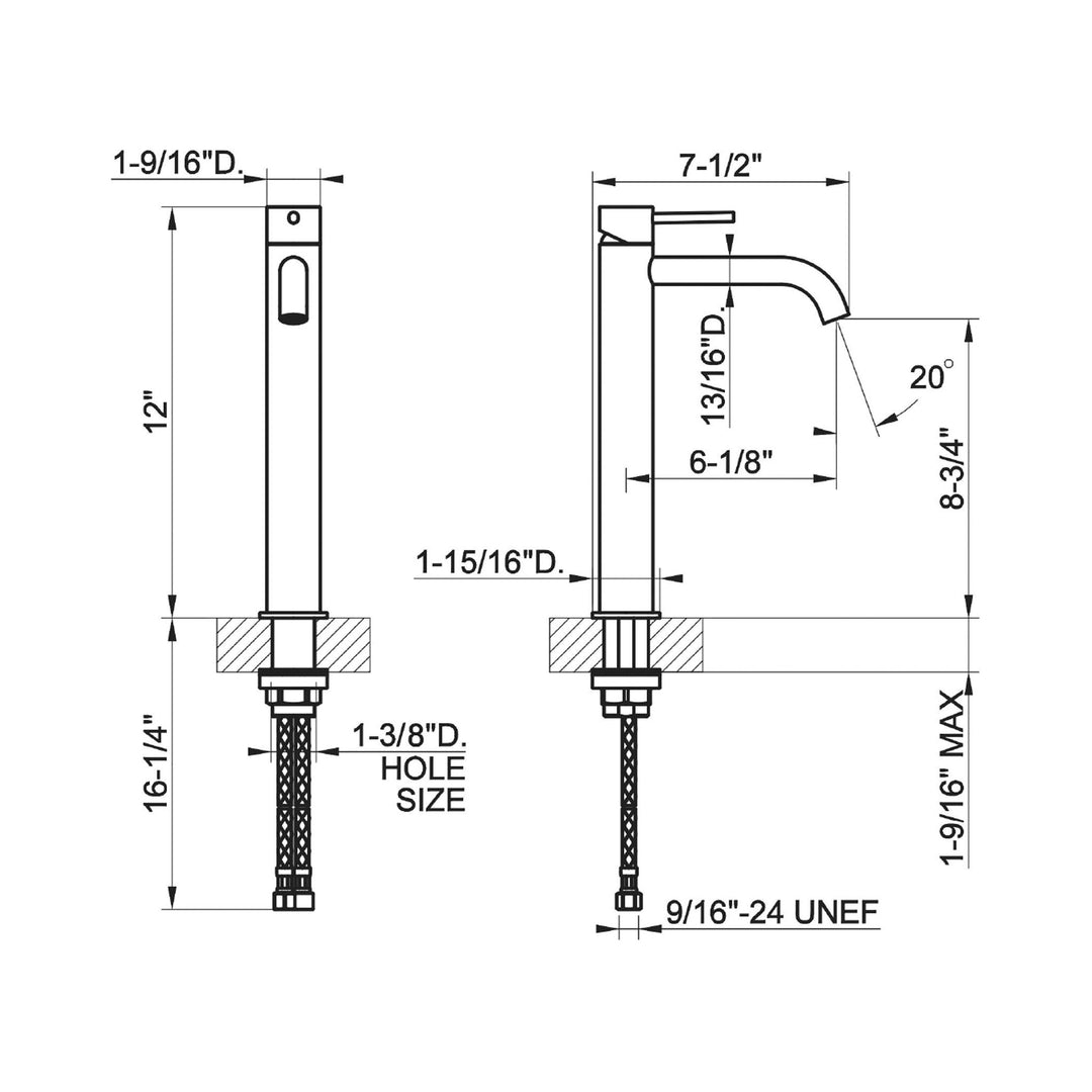 Gessi316 Intreccio Single Hole Tall Bathroom Faucet