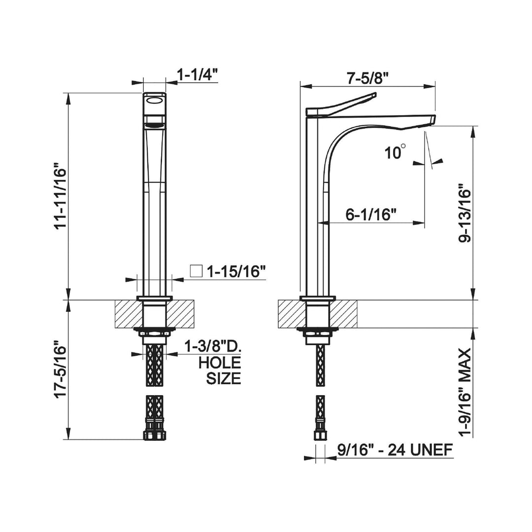 Gessi Rilievo Single Hole Tall Bathroom Faucet