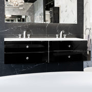 Q'in Bath Vanity Lux Double Sink Black