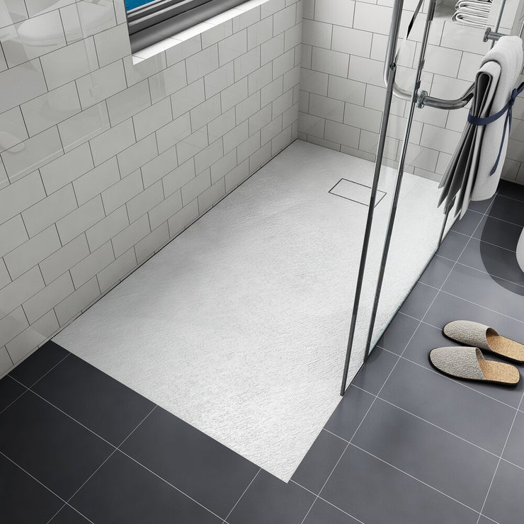 1" White Slim Shower Base - Flush with tiles installation