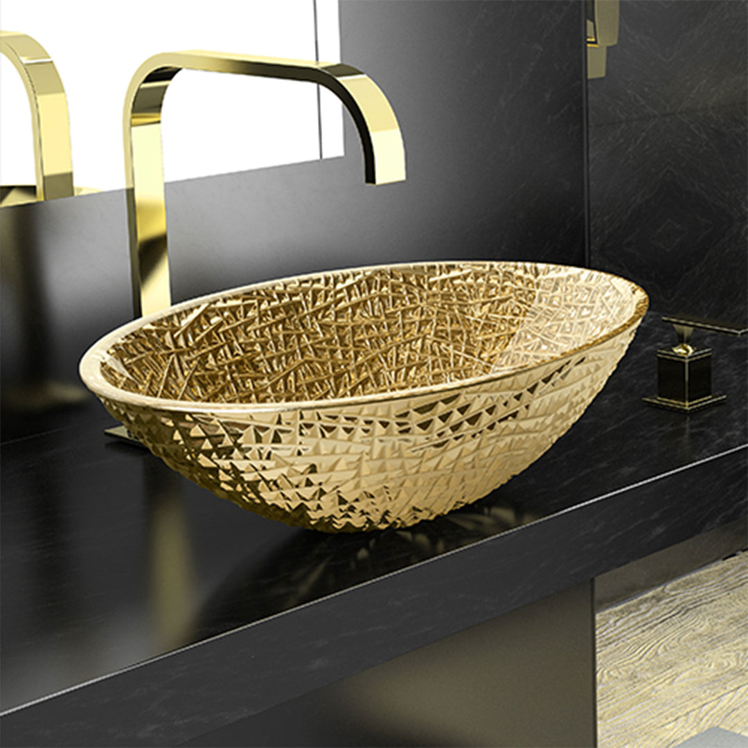 Vessel Sink Glamorous Ice Oval Lux Gold