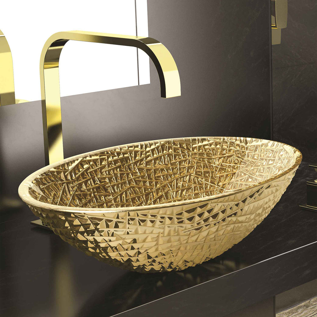 Vessel Sink Glamorous Ice Oval Lux Gold