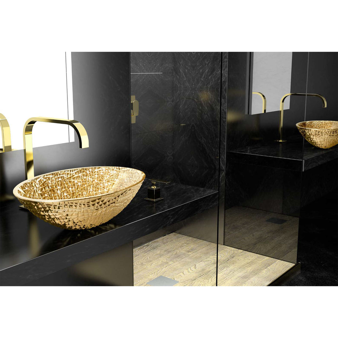 Vessel Sink Glamorous Ice Oval Lux Gold
