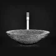 Glass Design Vessel Sink Glamorous Ice Oval Lux Silver