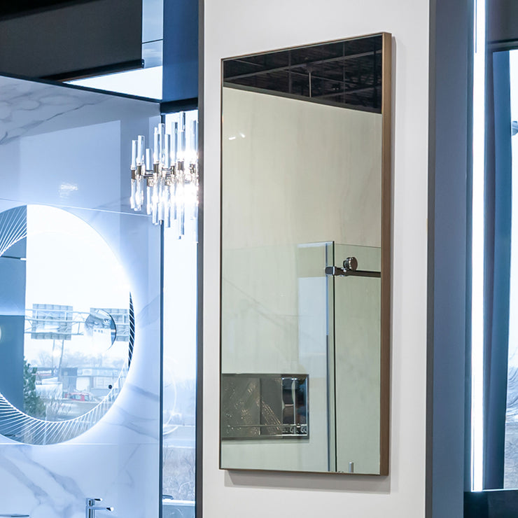 Glass Design Bathroom Mirror Old Brass