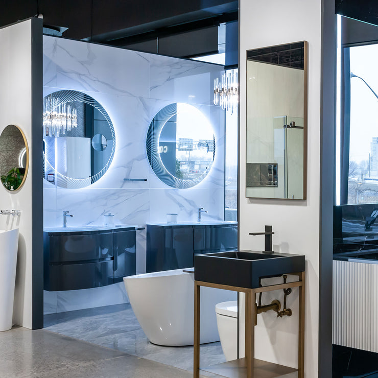Glass Design Bathroom Mirror Old Brass