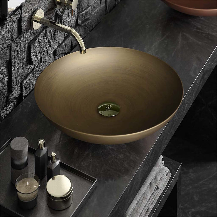 Glass Design Vessel Sink Slide Old Brass