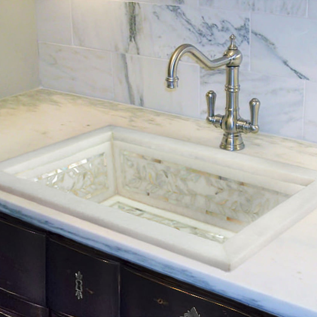 Linkasink Floral Inlay Drop in - Rectangular Bathroom Sink