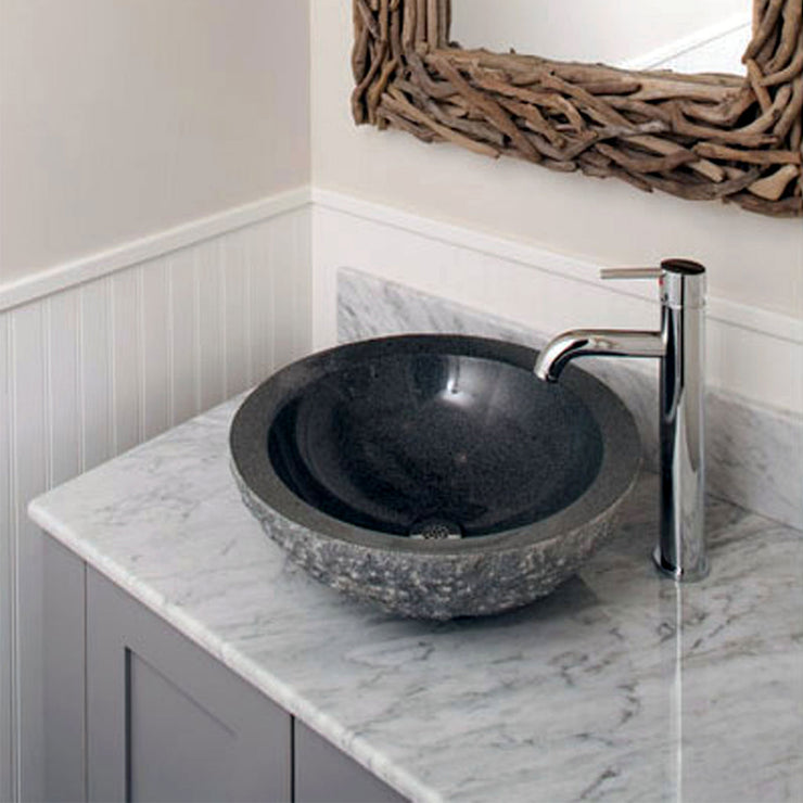 Stone Forest Beveled Round Vessel Sink Chiseled