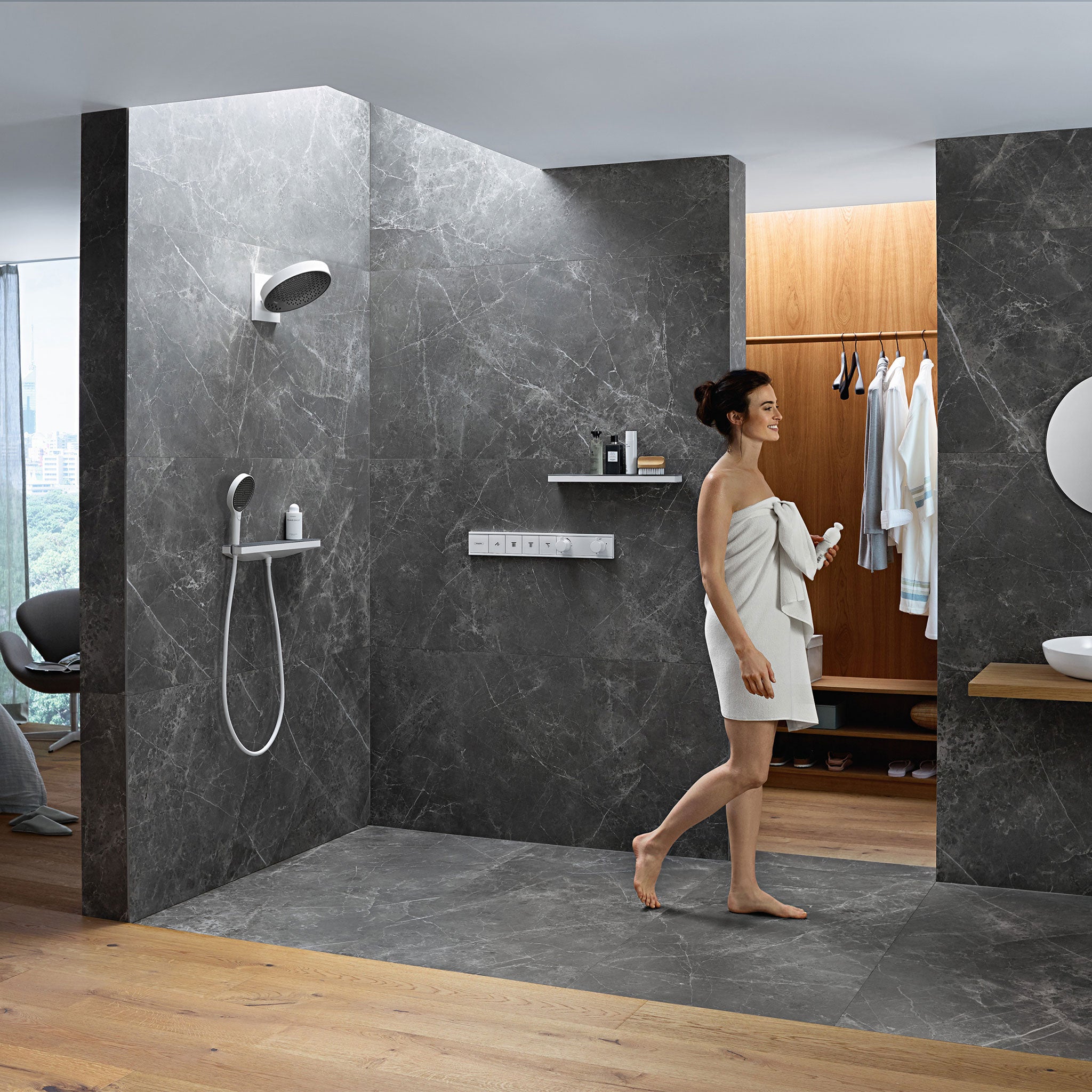 Hansgrohe Rainfinity Showerhead 250 3-Jet with Wall Connector Trim