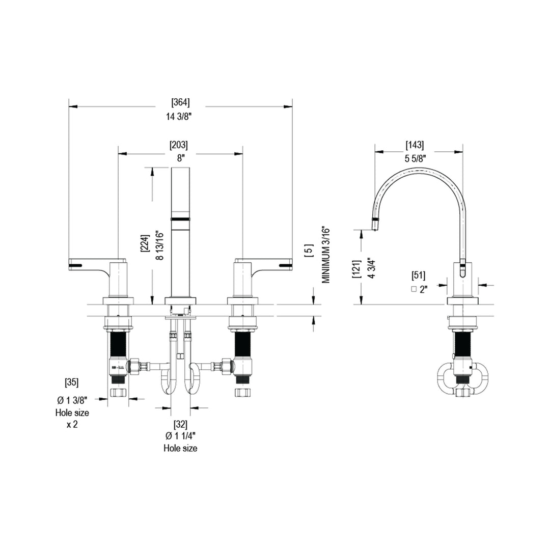 Rubinet Widespread Bathroom Faucet