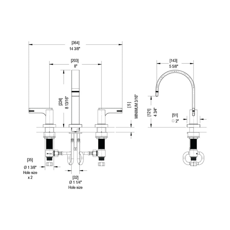Rubinet Widespread Bathroom Faucet