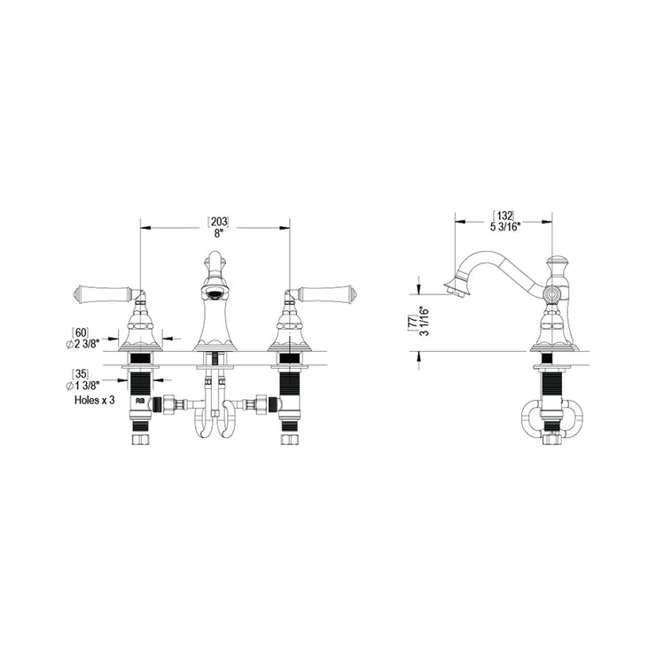 Rubinet Widespread Bathroom Faucet (Less Drain)