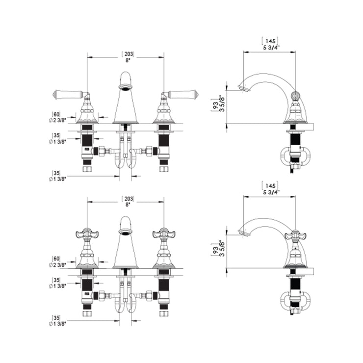 Rubinet Widespread Bathroom Faucet (Less Drain)