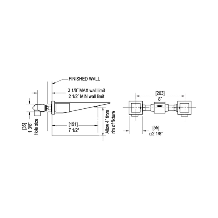 Rubinet Wall Mount Bathroom Faucet (Less Drain)