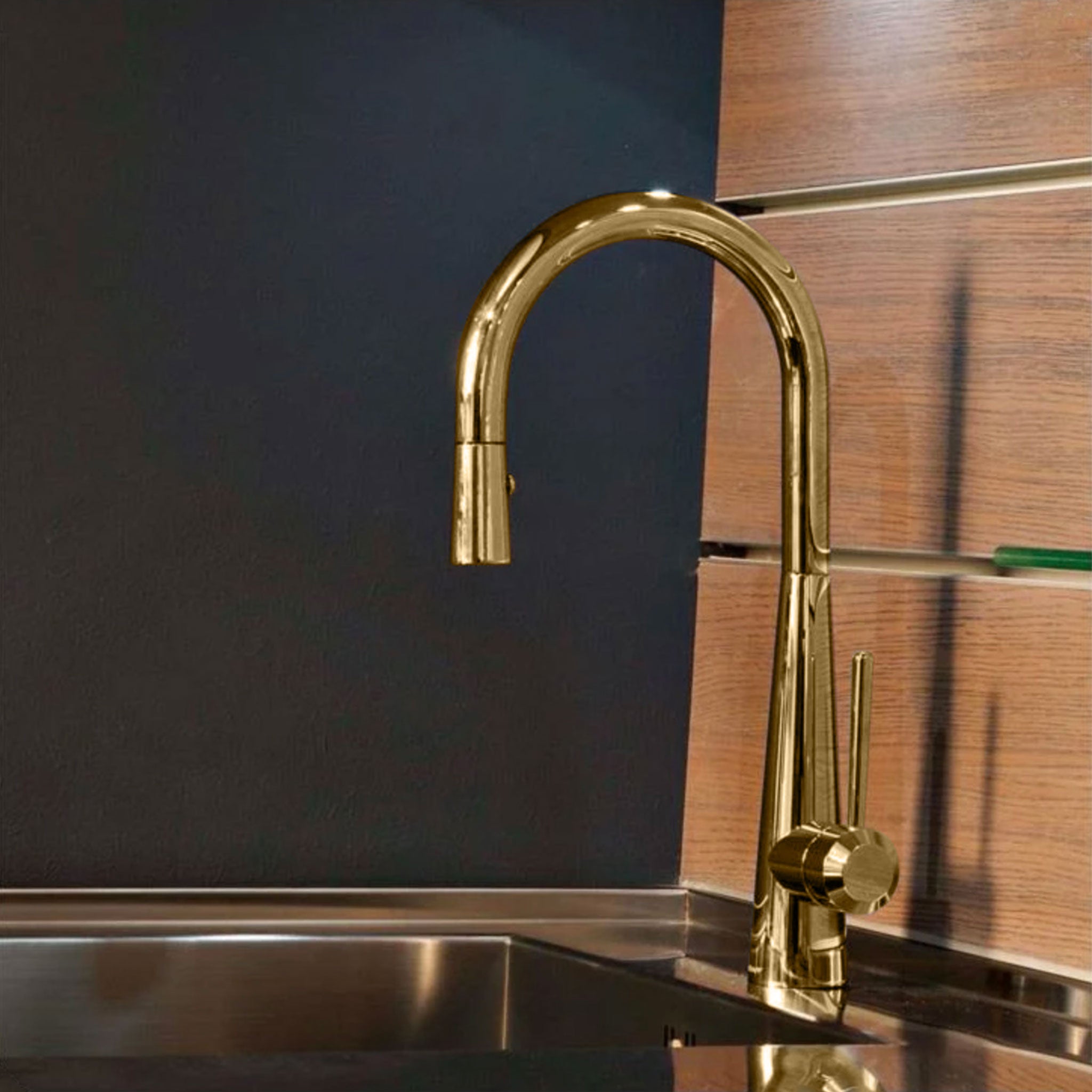 GRAFF Conical Pull Down Kitchen Faucet Brushed Gold – Canaroma