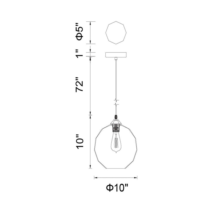CWI Lighting Glass 1-Light Pendant