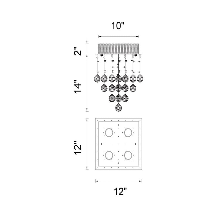 CWI Lighting Square 4-Light Flush Mount