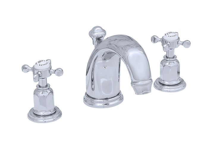 Perrin & Rowe Three hole basin set with low profile spout and crosshead handles