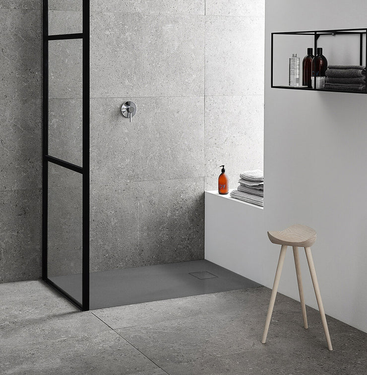 1" Matte Black Shower Base - Flush with tiles Installation
