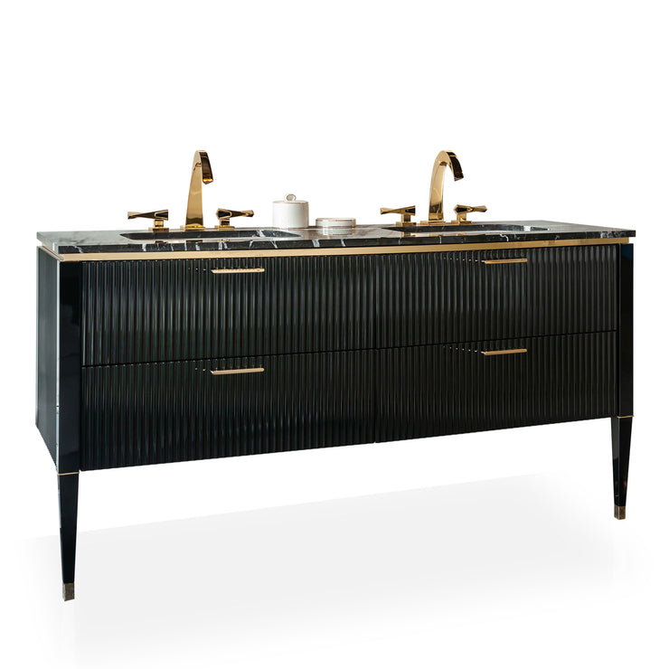 GB Group Bath Vanity LAMÈ Double Sink Black