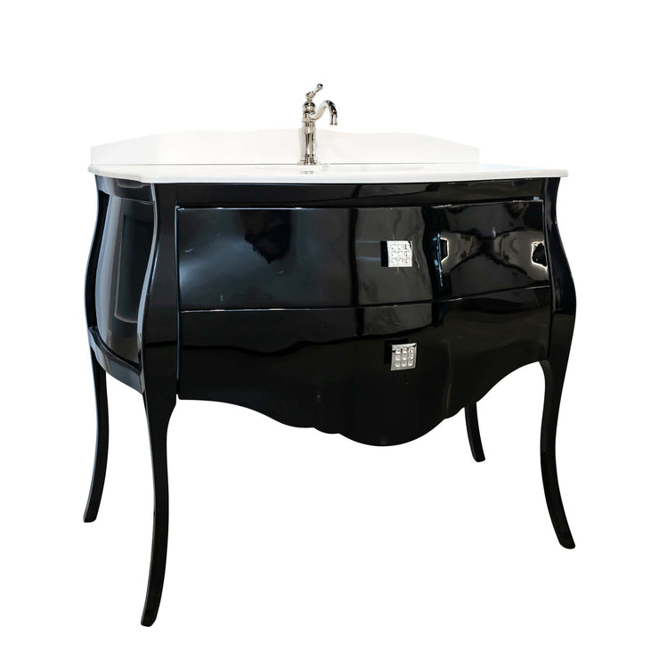Macral Bath Vanity Paris, White top with Black, 90cm/35"