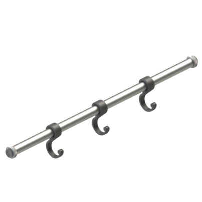 Rubinet 10 1/2" TENSION ROD WITH 3 HOOKS